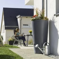 Regenton Met Plantenbak Antraciet Kunststof 150 Liter -Buitentuin 41 1216