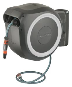 Gardena Wandslangenbox Roll Up 25 Grijs/wit Meter Incl. Tuinspuit