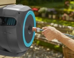 Gardena Wandslangenbox Roll-up 20 Meter Grijs Blauw -Buitentuin 41 1483