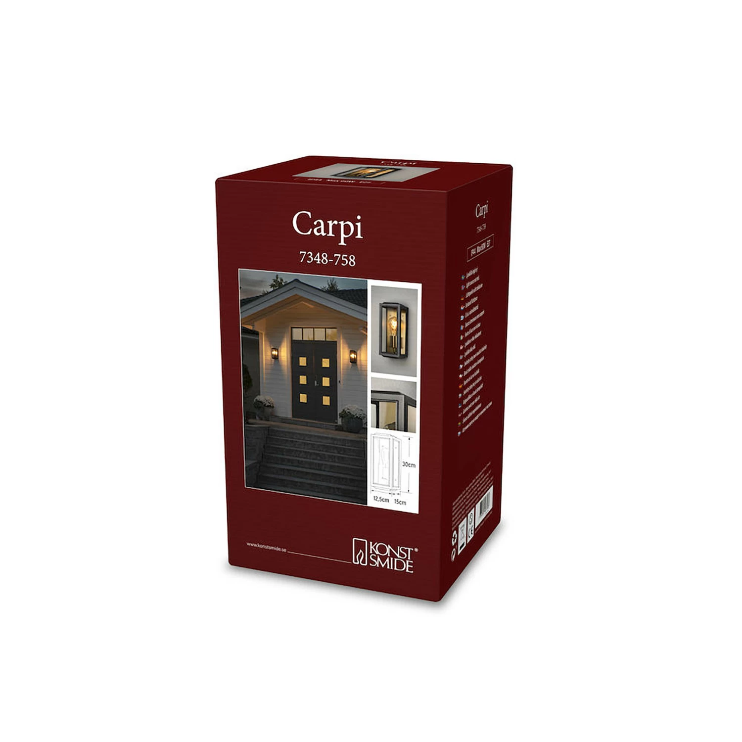 Konstsmide Buitenlamp Carpi Messing/zwart 12x28cm 6 Konstsmide Buitenlamp Carpi Messing/zwart 12x28cm - Afbeelding 4